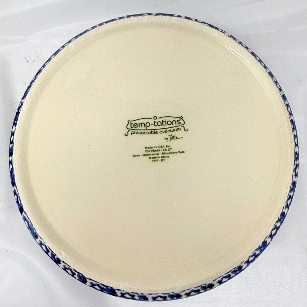 Temp-tations Old World Blue Ceramic Round Nesting  Set 3pc 2/1.5/1.0 qt